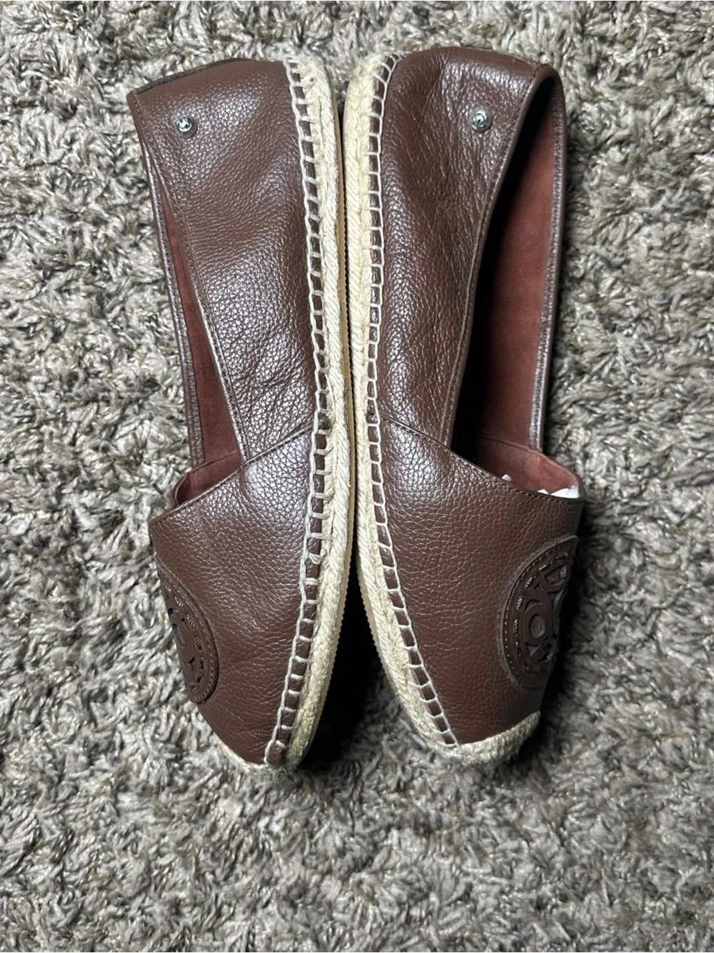 Brighton Groove Brown Leather Espadrille Flats Women’s Size 11 Slip On Loafers